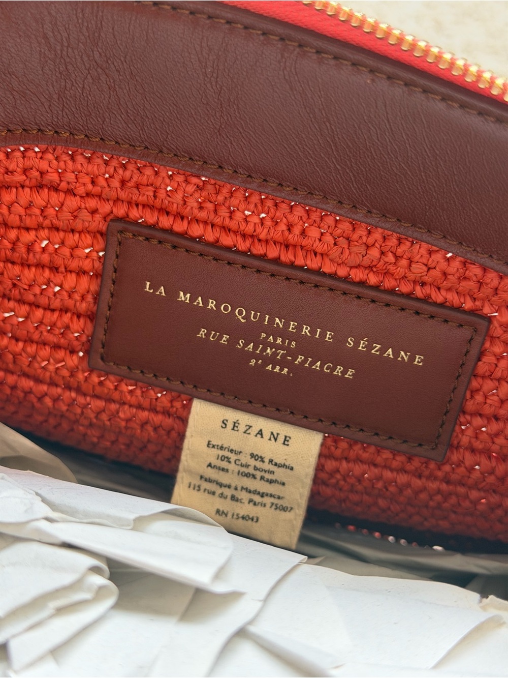 NWT Sezane Isabelle Bag in Braided Coral Raffia - Picture 7 of 7